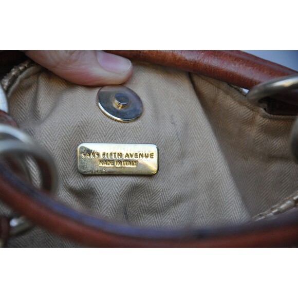 Saks Fifth Avenue Bag - Made in Italy Leather & Raffia Bag - Crossbody Shoulder - Picture 9 of 9